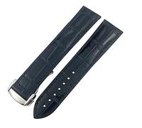 CHCWR Satchband 20 mm 22 mm 18 mm 19 mm 21 mm Ajustement pour seamaster AT150 Diver 300 de Ville Cowhide Alligator Watch Sangle/Bleu / 19 mm
