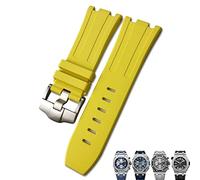 CHCWR Soft FKM Fluoro Rubber Watchband 28 mm pour STRAP AP Audemars Piguet Royal Oak Offshore Diving Sports Watch Band (Couleur: Blanc, taille: 28x24 mm)
