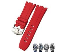 CHCWR Soft FKM Fluoro Rubber Watchband 28 mm pour STRAP AP Audemars Piguet Royal Oak Offshore Diving Sports Watch Band (Couleur: Blanc, taille: 28x24 mm)
