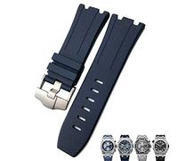 CHCWR Soft FKM Fluoro Rubber Watchband 28 mm pour STRAP AP Audemars Piguet Royal Oak Offshore Diving Sports Watch Band (Couleur: Blanc, taille: 28x24 mm)