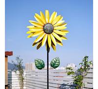 CHCWR Spinner de Vent de Jardin Fleuri Grand décor en métal Sculpture du Vent pour Le Jardin de Jardin pic de Moulin à Vent, Bleu 2m