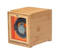 CHCWR Spinner Winding Box Watch Winders - Bamboo Watch Shaker Single Watcher Winder mécanique Boîte d'enroulement Automatique Boîte de Rangement de Montre ménage à Double Puissance avec Porte