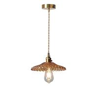 CHCWR Style Japonais en Verre Ambre Lampe en Laiton Nordique Suspension Petite Lustre réglable pour Les luminaires îlots de Cuisine à Chambre Simple