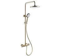 CHCWR Système de Douche de Salle de Bain en Or en Or avec tête de Douche de Douche de 10 "Précipitation Bouchette thermostatique Bouchette de Robinet Ensemble pour Baignoire carrée carrée de Douche à