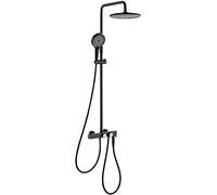 CHCWR Système de Douche Fauce de Douche thermostatique Ensemble de Douche Murale Bouche montée en Douche de 12 Pouces psean à Baignoire, Pomme de Douche à Main, pulvérisateur de Bidet, Noir, Noir
