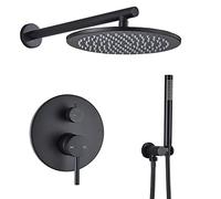 CHCWR Système de Douche Mélangeur de Douche en Laiton dissimulé Ensemble Robinet de Douche Noir Mat