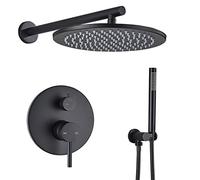 CHCWR Système de Douche Mélangeur de Douche en Laiton dissimulé Ensemble Robinet de Douche Noir Mat