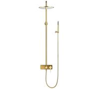 CHCWR Système de Robinet de Douche de Salle de Bain Ensemble de mélangeurs, système de Douche en Laiton en Laiton doré brossé Mural 10 "Tapes de Douche Piste de Douche de Pluie et Pomme de Douche à