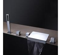 CHCWR Tapeur de Douche de Baignoire de Cascade à 5 Trous Moderne avec Douche à Main et Froide à Double poignée Froide Robinet de Baignoire en Finition chromée