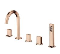 CHCWR Tapeur de Douche de Baignoire en Or Rose à 5 Trous avec Robinet de Baignoire à 360 ° pivotant et Laiton Froid