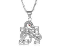 CHCWR Titane en acier en acier en or plaqué en or plaque à plaque numérique cloutée collier pendu à serpent pour hommes, collier de collier hip-hop Longueur 23,62 pouces