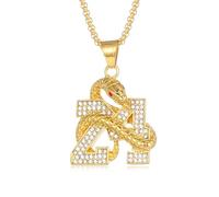CHCWR Titane en acier en acier en or plaqué en or plaque à plaque numérique cloutée collier pendu à serpent pour hommes, collier de collier hip-hop Longueur 23,62 pouces