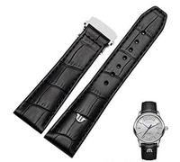 CHCWR Véritable bande de montre en cuir pour Maurice Lacroix Watchs Strap Brun noir 20 mm 22 mm avec bracelet de boucle pliant (couleur: fermoir en argent noir, taille: 20 mm)