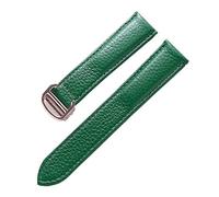 CHCWR Watch Band for Tank Solo Mens Men Lady Match STRAP WORD STRAP GOLINE CUIR SOft Watch Bracelet Bracelet 20mm 22 mm 23 mm (Couleur: Green-Silver, Taille: 23 mm)