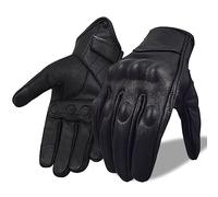 CHCYCLE Gants de Moto en Cuir de chèvre pour Hommes Femmes avec écran Tactile Gants de Moto pour Sports motorisés (Noir, X-Large)