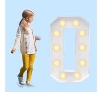 Chdaoce Ballon Lumineux LED 70 cm/100 cm/120 cm, Chiffres de 0 à 9, mosaïque, Cadre for Anniversaire, Baby Shower, décoration de fête à Faire soi-même(Number 0,120CM/47inch)