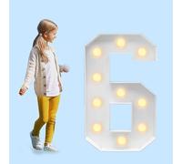 Chdaoce Ballon Lumineux LED 70 cm/100 cm/120 cm, Chiffres de 0 à 9, mosaïque, Cadre for Anniversaire, Baby Shower, décoration de fête à Faire soi-même(Number 6,70CM/28inch)