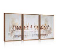 CHDITB The Last Supper - Art mural 3 pièces - Poster chrétien de Jésus - Impression religieuse sur toile - Décoration murale - Message biblique - Dernière Cène - Pour salle à manger, église, chambre
