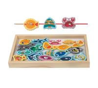 Chdnhe Jouets de Jeu de pêche en Bois, Jouets de pêche d'apprentissage préscolaire, Jeux de magnétiques avec des Poissons vifs, Jeu de pour Tout-Petits, Cadeau d'anniversaire de Pâques