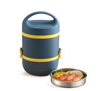 CHDWEY Bento Box Thermal Lunch Box Cute Bento Boîte à lunch pour Micro-ondes Portable Leak Preuve Alimentaire Containers(2,7 L Double Bleu)