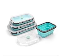 CHDWEY Bento Boxes Lunch Box Collapsible Food Storage Conteneur Colorful Microwavable Portable Picnic Camping Rectangle Outdoor Box(Blue Black Border, 350ml)