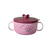 CHDWEY Boîtes Bento 304 en acier inoxydable/bol de souris créatif/boîte à lunch à double poignée/bol bol de soupe alimentaire complémentaire(Blu)