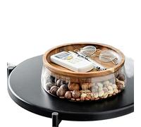 CHDWEY Bol à fruits Bol en verre avec tiroir Écrou de fruits secs Boîte de rangement Conteneur Boîte de rangement pour bonbons Couvercle ménager Plateau à fruits