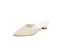 CHDWEY Chaussons Femmes Pointed Mid Heels Tongs Femmes Summer Shoes Sandales Tricotés Maille Élastique Maille Slingback Breathable Shallow Slides Shoes (Beige,36 EU)