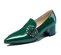CHDWEY Chaussures élégantes vertes hautes chaussures décontractées chaussures décontractées dames élégantes chaussures à talon nu Oxford chaussures pour femmes (vert, 36 EU)