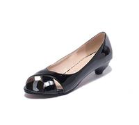 CHDWEY Chaussures Femme Grande Taille Vente Petit Wedge Peep Toe Multicolore Sandales d'été Femmes Sandales Fleurs Cuir verni Cône Décontracté (Schwarz,5)
