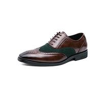 CHDWEY Chaussures formelles pour homme - Marque italienne formelle - Chaussures Oxford en cuir - Robe de coiffeur élégante pour homme - Chaussures de mariage (marron, 6,5)