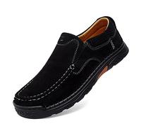CHDWEY Chaussures Formelles pour Hommes Leather Casual Shoes Men's Breathable Slip-on Sneakers Men's Loafers Casual Leather Shoes(Black,42 EU)