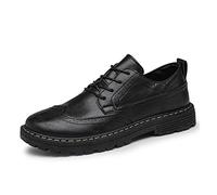 CHDWEY Chaussures Formelles pour Hommes Men Leather Dress Shoes Formal Elegant Classic Business Wedding Social Male Flat Brogue Footwear Party Lace Up(40 EU)