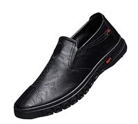 CHDWEY Chaussures Formelles pour Hommes Men's Casual Leather Shoes Waterproof Oxford Shoes for Men Slip on Loafers Moccasin Brown Man(Black,42 EU)