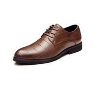 CHDWEY Chaussures formelles pour hommes Oxford Hommes Dress Shoes Formal Business Lace Up Full Grain Cuir Minimaliste Hommes Plus Size (Brown,39 EU)