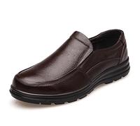 CHDWEY Chaussures habillées pour hommes Chaussures en cuir véritable Chaussures de marque pour hommes Chaussures antidérapantes épaisses en cuir pour hommes(Bruin,9.5)