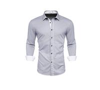 CHDWEY Chemises à manches longues pour homme Coupe ajustée Chemises décontractées à manches longues Robe unie pour homme Vêtements (M)