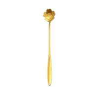 CHDWEY Cuillères à café Flower Teaspoons Set Long Coffee Spoon Cute Ice Cream Dessert Spoon Golden Cutlery Silver Stainless Steel Tableware