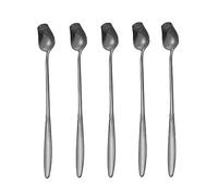 CHDWEY Cuillères à café Rose Stirring Spoon Long Handle Coffee Spoons Scoop Teaspoon for Dessert Honey Cake Tea(Black)