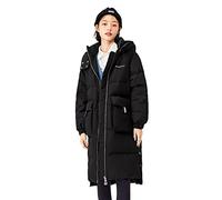 CHDWEY Doudoune longue à capuche pour femme - Manteau d'hiver ample et épais - Noir - Taille L
