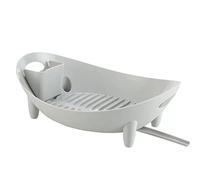 CHDWEY Égouttoir à vaisselle Drying Rack Ovale en forme de drain avec support Utensil Plate Bowl Cutlery Stockage Conteneur Panier végétal(Grijs)