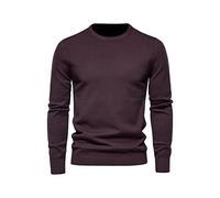 CHDWEY Hommes Manches Longues Automne Hiver Pull Épais Hommes Col Rond Pull de Cheveux Manches Longues Couleur Unie Hommes Casual Bas Chemise (S)