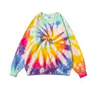 CHDWEY Hommes Manches Longues Tie Dyed Sweatshirt Coton Pullover Oversize Streetwear Hommes Femmes Sweat à Capuche (XL)