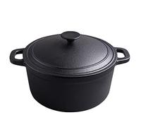 CHDWEY Marmite à Soupe Small stew Pot Household cast Iron Soup Pot Enamel Non-Stick Pot Casserole Black Pot Cooking Rice with Cover Snow Pot