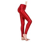 CHDWEY Pantalon Femme Sans Couture Brillante Taille Haute Sexy Collant Leggings Femmes Paillettes Entraînement Sports Yoga Pantalons Fitness Plus Taille Gym Coursers(Rouge, L)