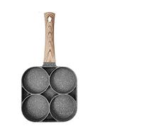 CHDWEY Poêles à quatre trous Frying Pot Skillet antiadhésif Frying Pan Saucepan Egg Steak Jambon Crêpe Manche Bois Cuisine Cuisine Petit déjeuner Maker