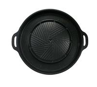 CHDWEY Poêles non adhésives en alliage d'aluminium circulaire plaque de barbecue noir Casserole à double poignée poêle à frire Restaurant cuisine outil de cuisine