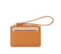 CHDWEY Portefeuille Double Face Mince Porte-Cartes Banque Cartes d'identité de crédit Pochette étui Portefeuille Mince Fermeture éclair Entreprise Carte bancaire Organisateur(Orange)