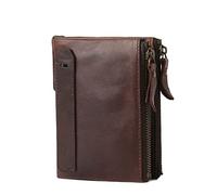 CHDWEY Portefeuille Homme Homme Portefeuille En Cuir Véritable Mode Double Zip Wallet Hommes Porte-Carte Porte-Monnaie Portefeuille Court Portefeuille