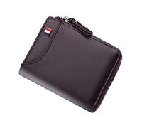 CHDWEY Portefeuille vintage en cuir de vache pour homme - Portefeuille court et fin - Avec pince à billets - Pour cartes de crédit - Marron